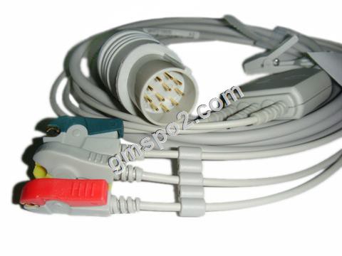 Leadwire, 3-lead, IEC, Grabber, 11PIN ile Nihon Kohden Tek Adetli ECG Kablosu ile kullanın