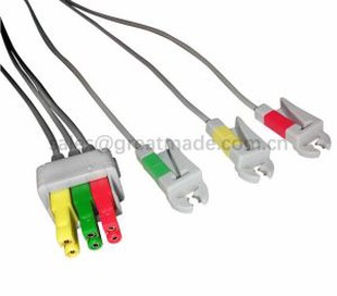 Uyumlu datex ohmeda Leadwire Seti, 3 Kurşun, Kapmak, IEC, 100CM ve 2PIN.