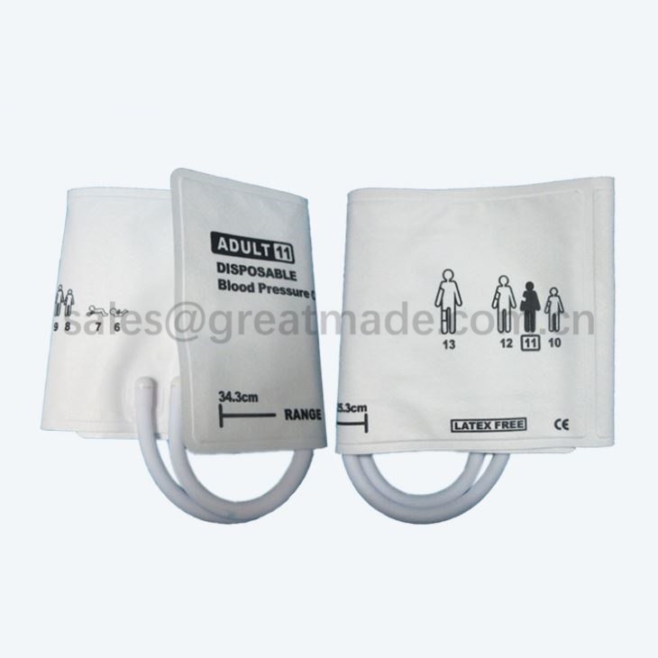 Yetişkin # 11Diposable Nibp Manşet, 25.3-34.3cm Kol Çevresi, çift Tüpler