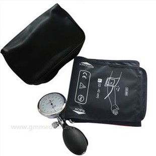 Büyük Yetişkin Manuel Kan Basıncı Manşonu, Basınç Göstergeli ve Enflasyon Ampullü Tek Tüplü Manşet Koyu Mavi.